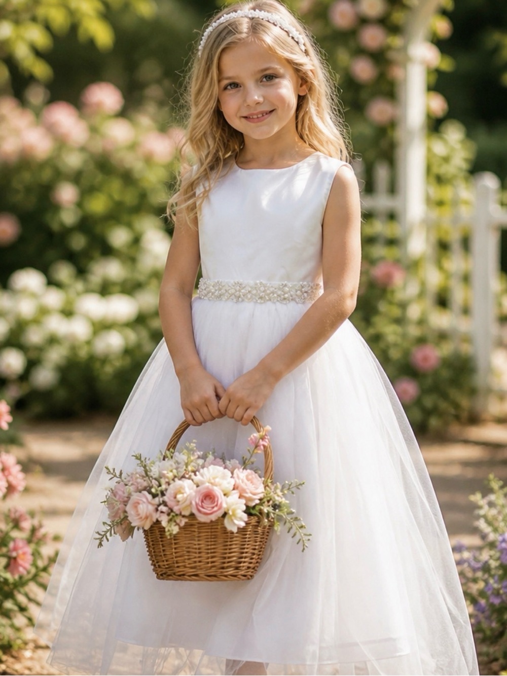 White Tulle Flower Girl Dress